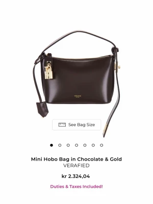 Brun mini hobo bag från Verafied - Säljer min så fina lilla väska som är köpt ifrån revolve i märket verafied då den aldrig används. Köptes för 2324 kr!