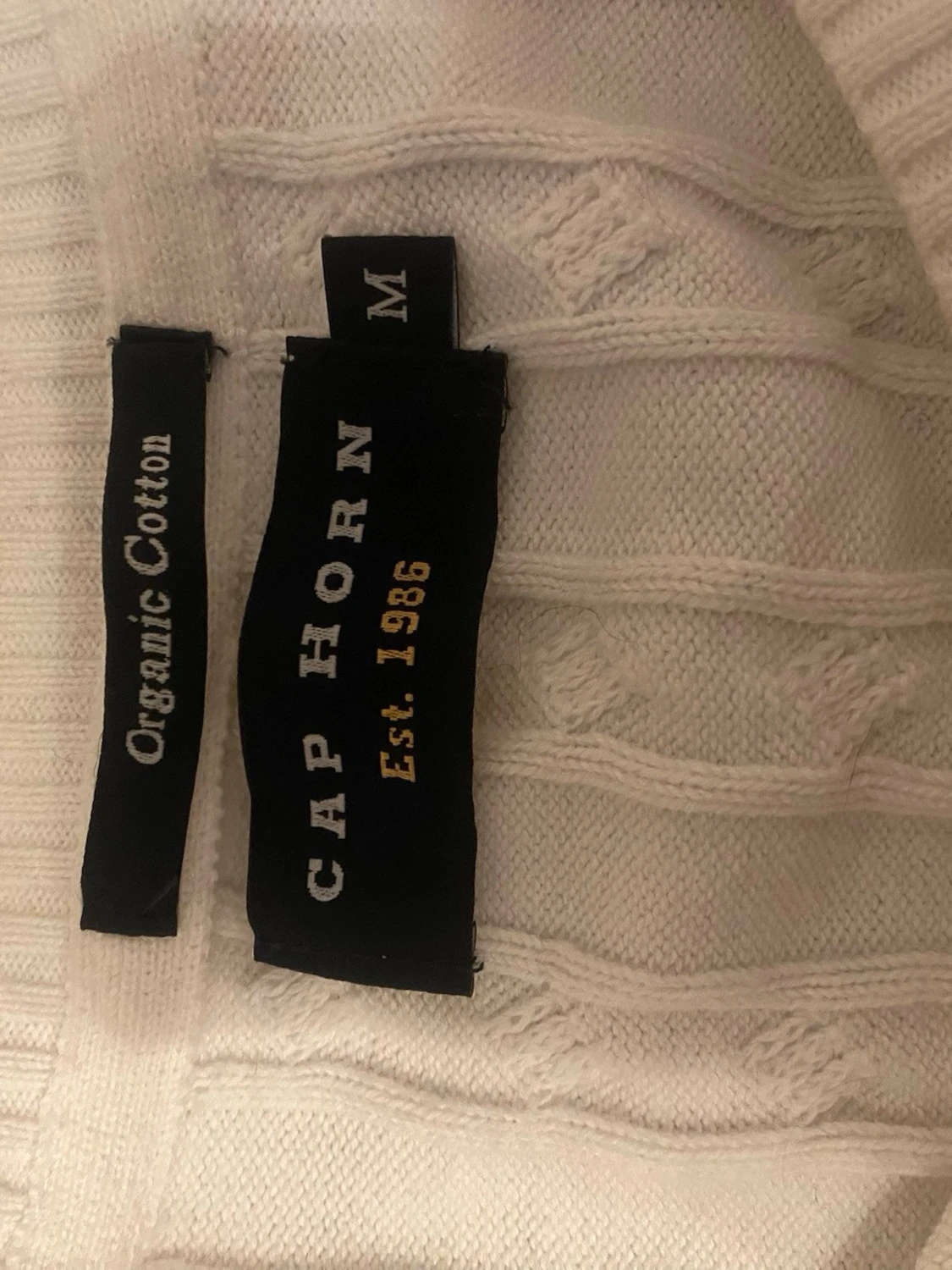 Vit kabelstickad tröja Cap Horn - 1