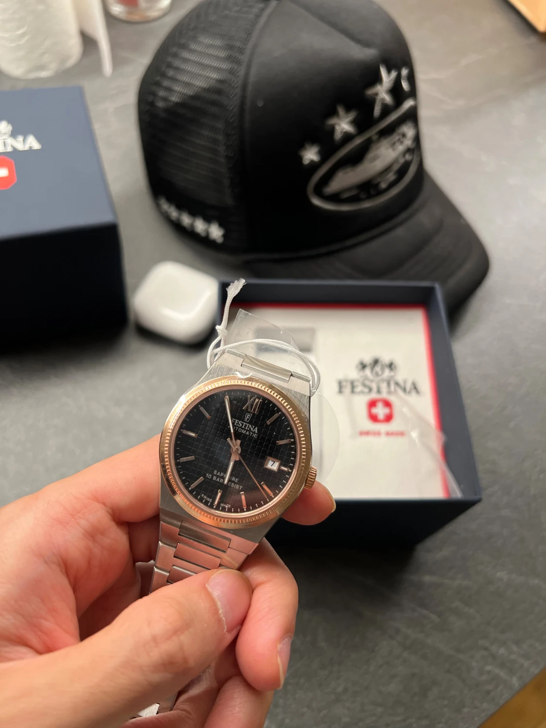 Festina automatisk klocka svart/guld