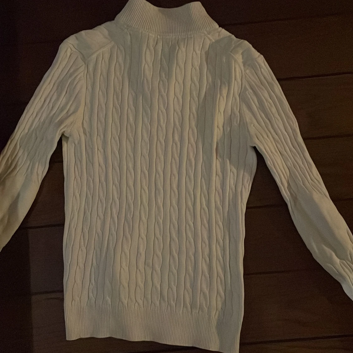 Vit kabelstickad tröja Morris S - 2