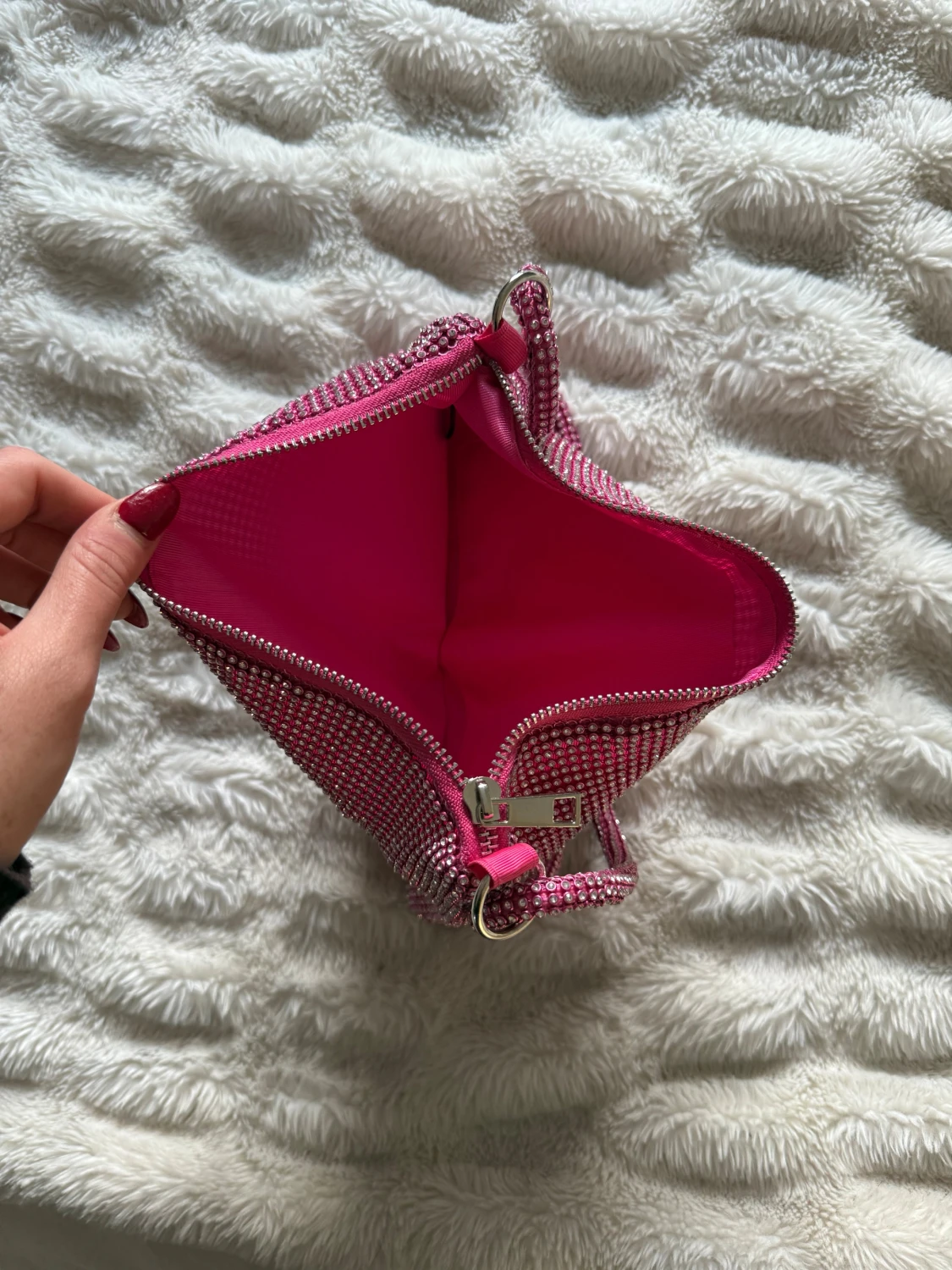 Glittrig rosa axelväska  - 1