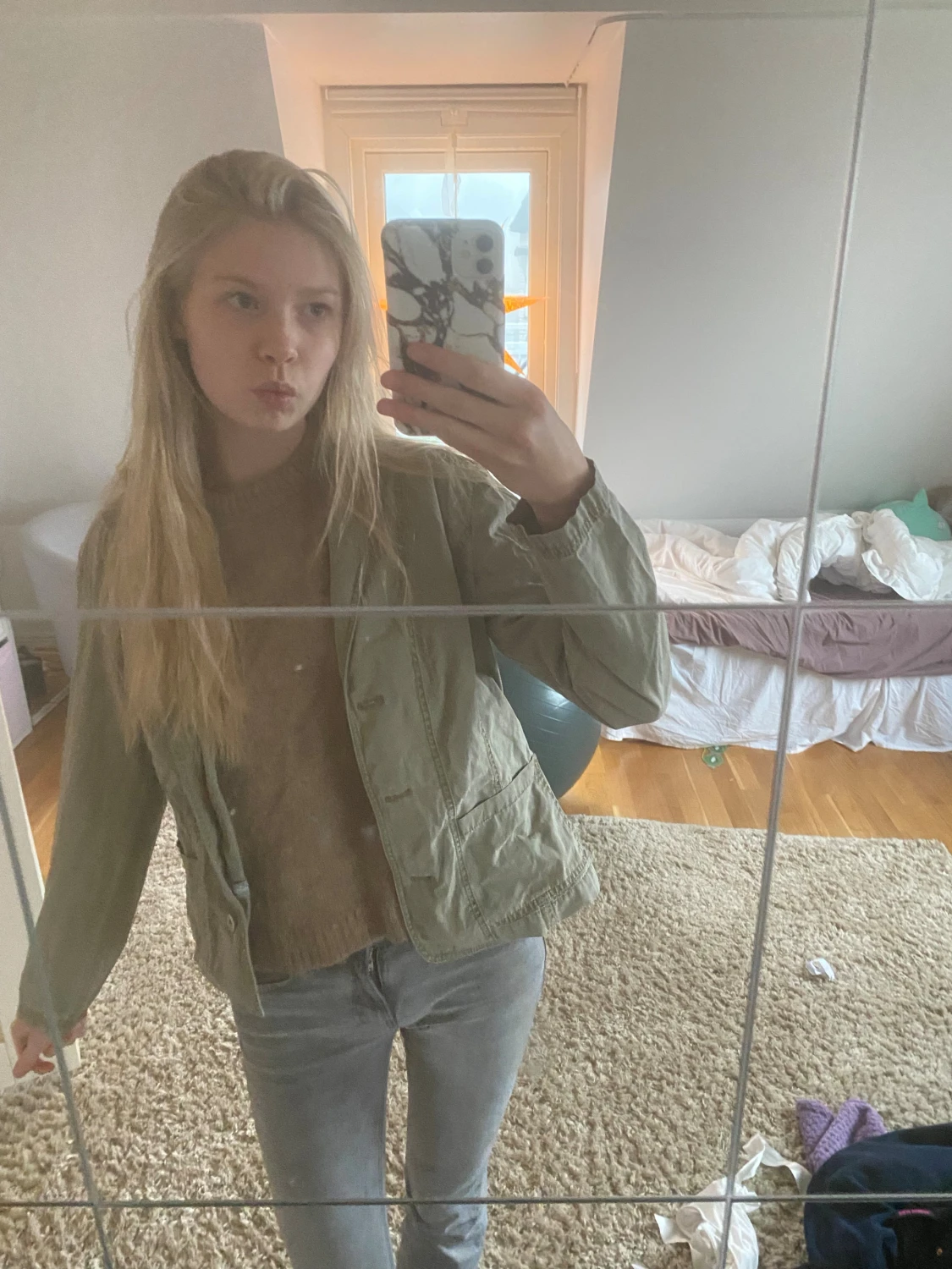 Olivgrön jeansjacka