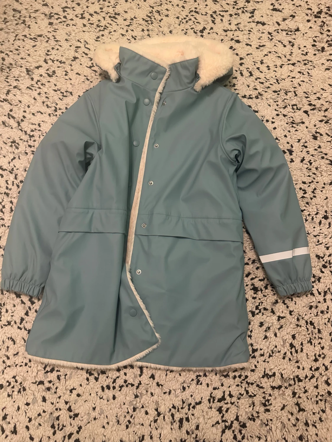 Blå regnjacka med teddyfoder - 1