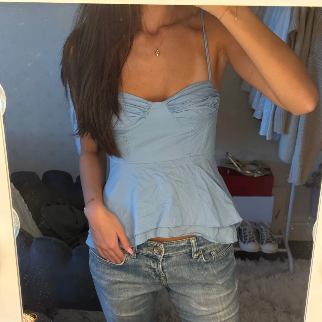 Ljusblå ärmlös topp - 2