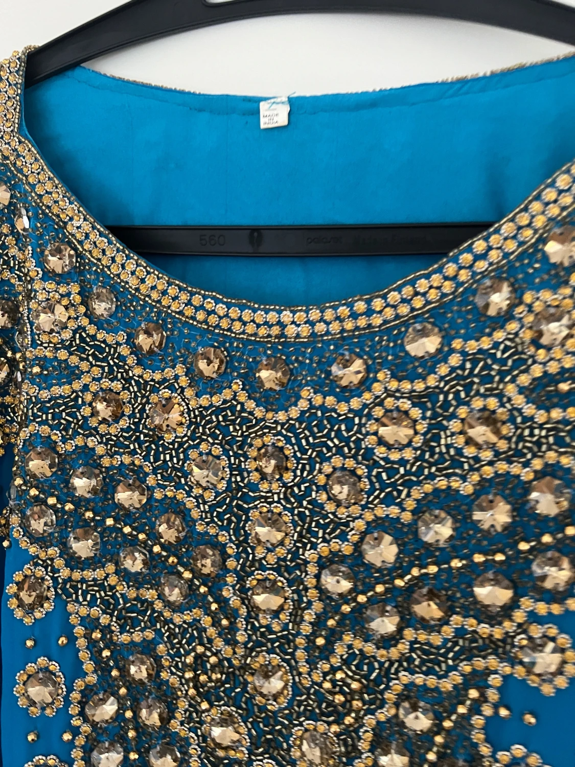 Blå långklänning med paljetter - 2