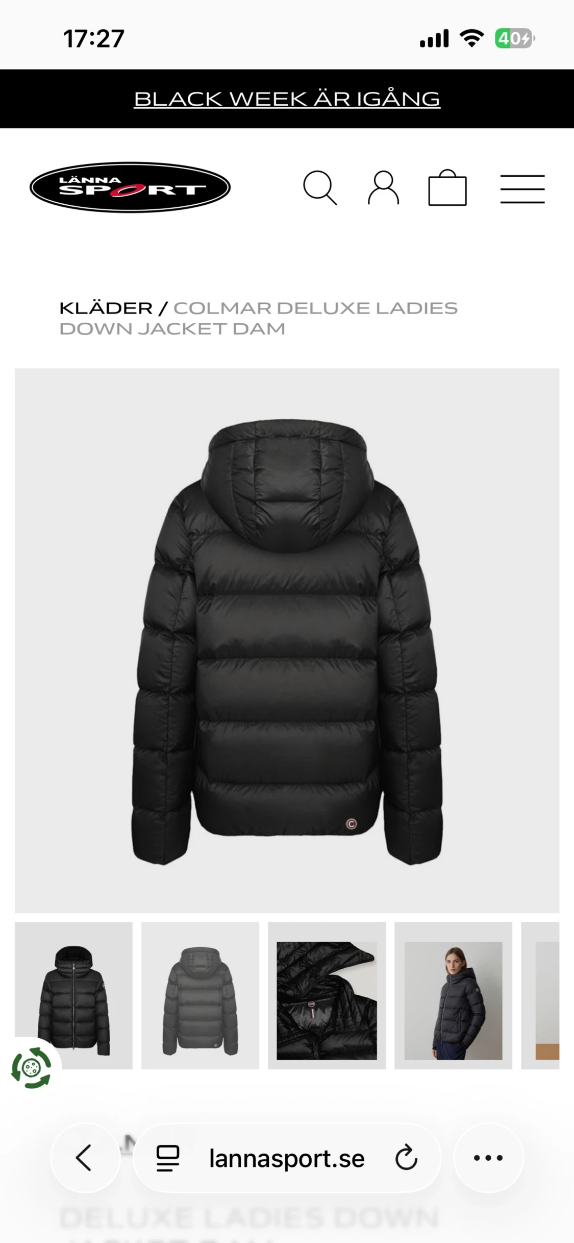 Svart Colmar pufferjacka med huva - 1