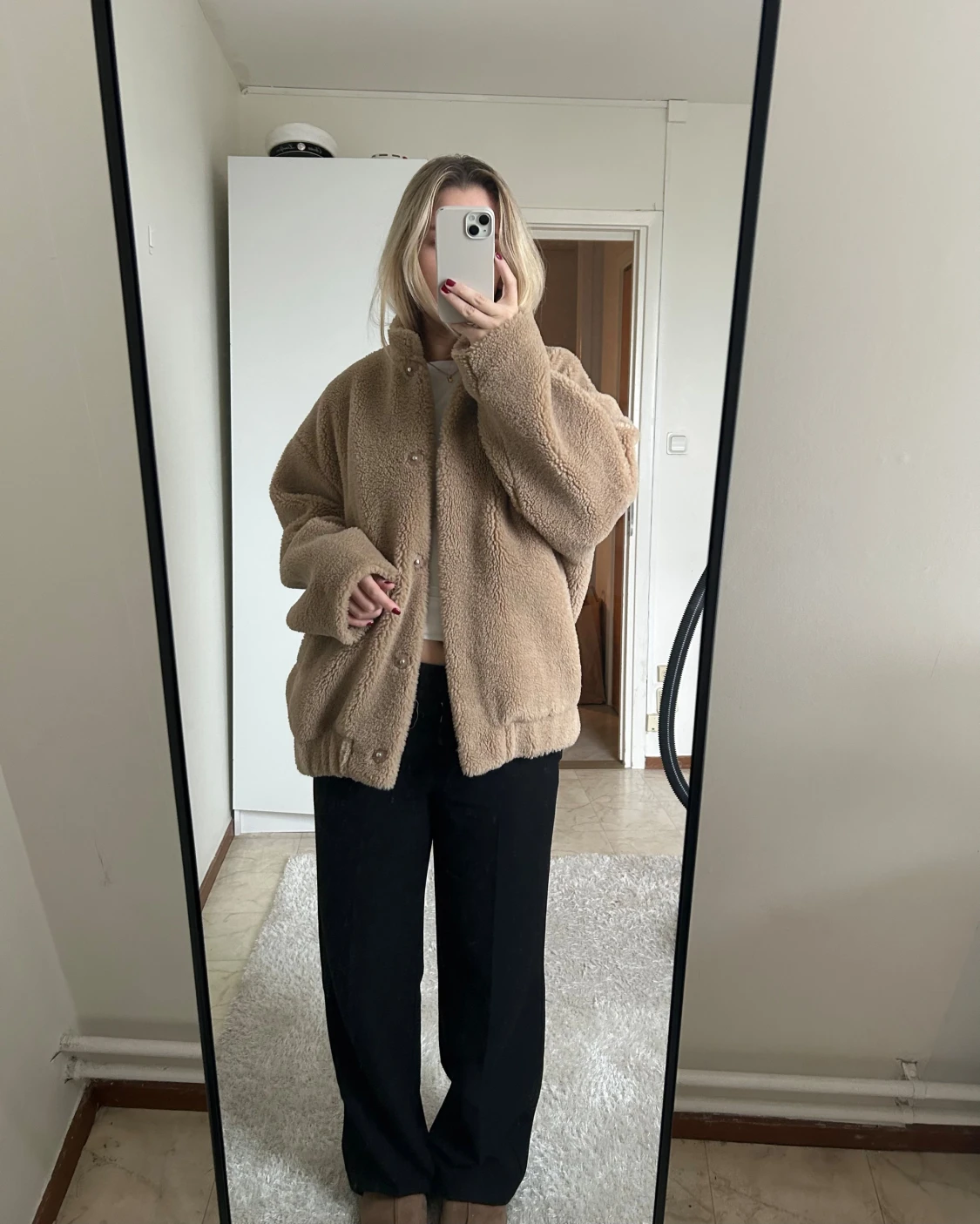Beige teddyjacka från Zara XS-S