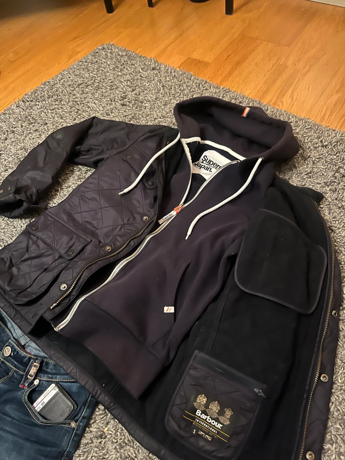 Marinblå quiltad Barbour jacka - 1