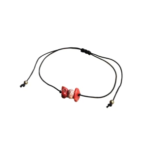 Korall armband/ accessoar - Justerbart snörarmband med korall stenar!