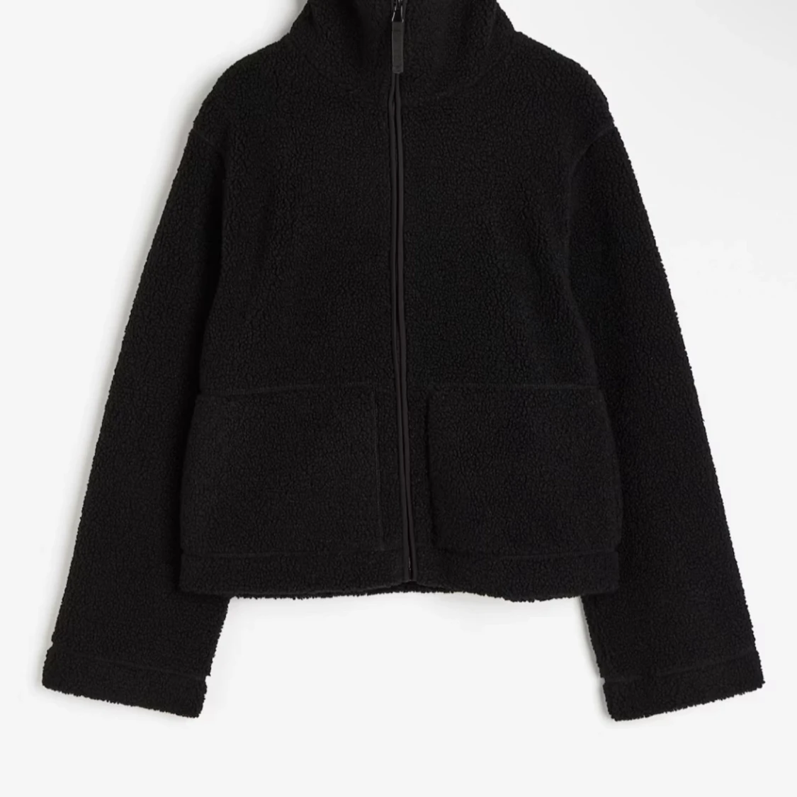 Svart teddyjacka med dragkedja