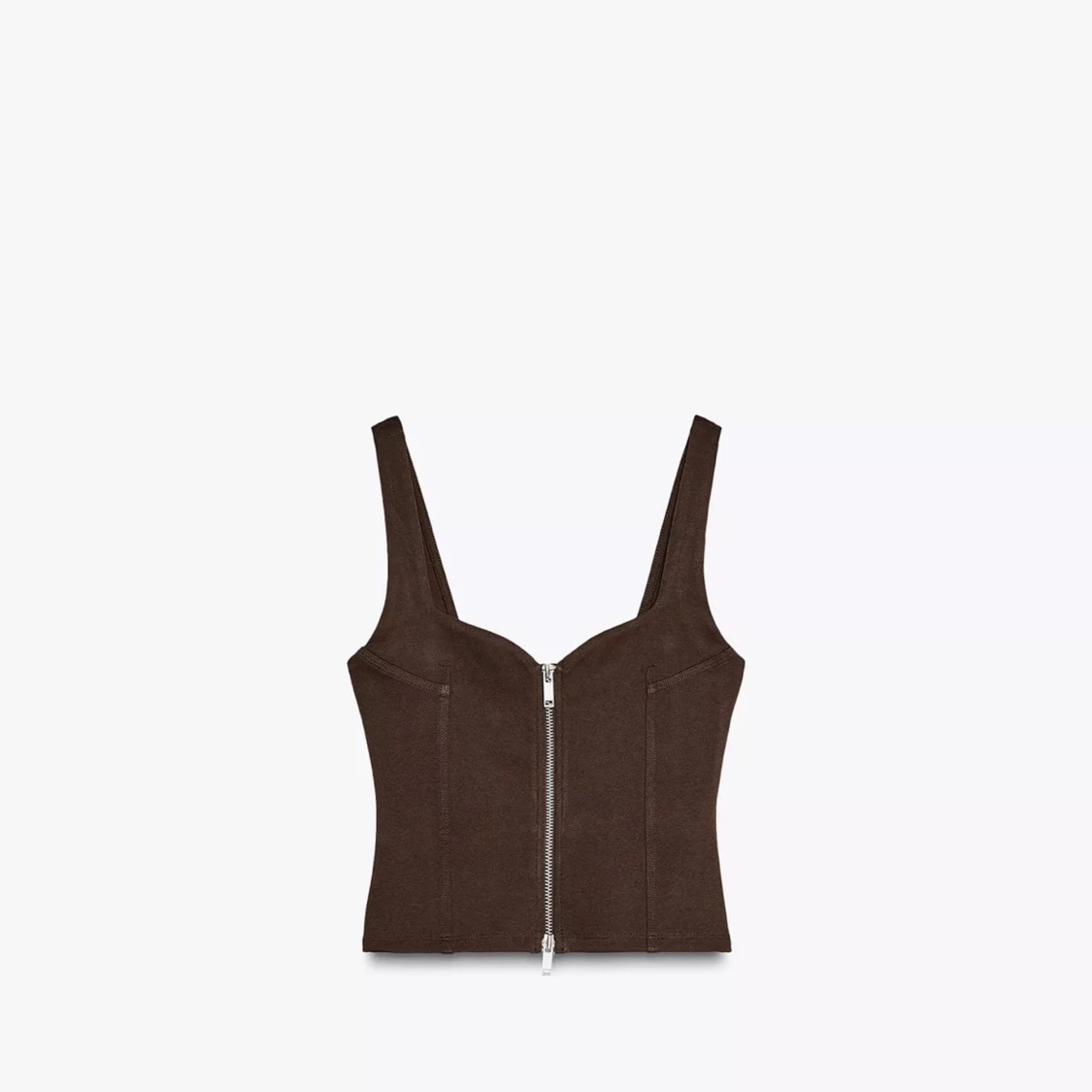 Brun korsett-topp med dragkedja
