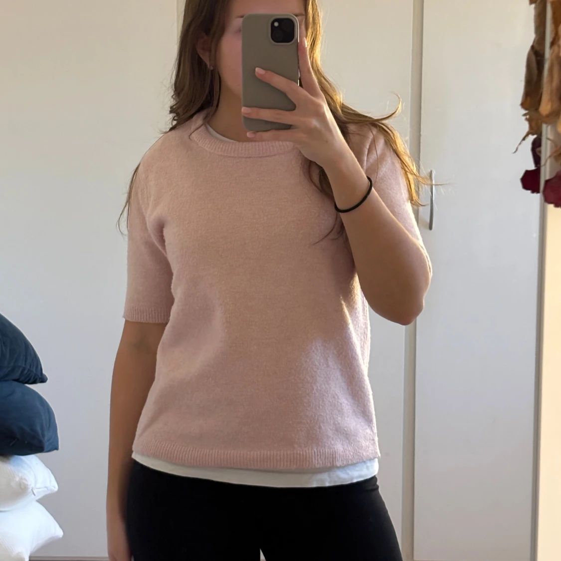 Ljusrosa stickad t-shirt 