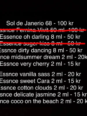 Parfymer från Sol de Janeiro & Essnce - Flera olika parfymer till salu, ingen är använd. Kolla upp noter på essence och sol de Janeiro vid osäkerhet på doft. Skriv privat innan köp 