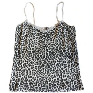 Vintage mönstrad topp/ spetslinne/ leopardmönster - Leopardmönstrat linne/ topp med detaljer, 100% bomull 