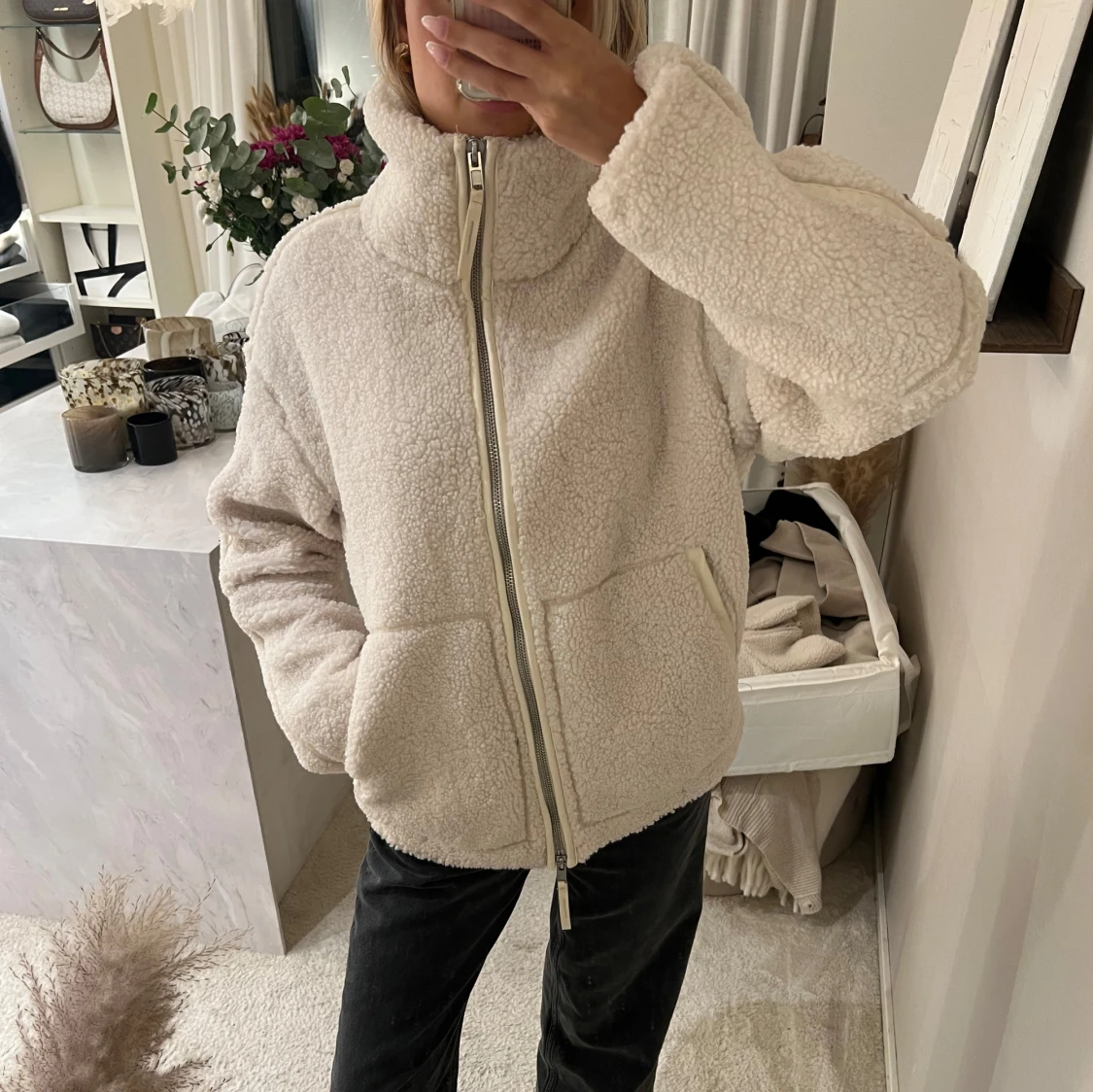 Beige teddyjacka från H&M - 3