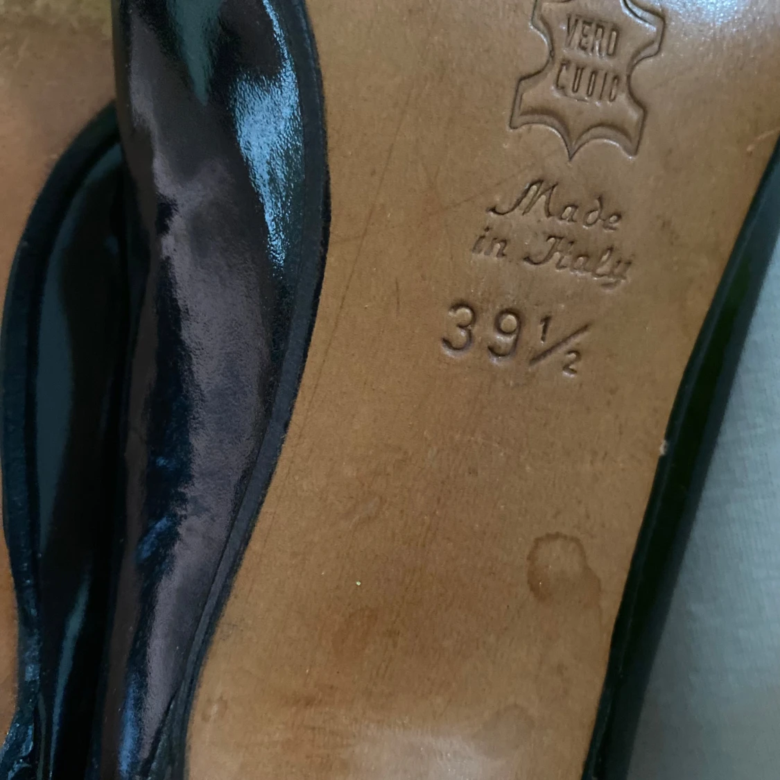 Svarta vintage stilettklackar i skinn, italienska vero cuoio  - 3