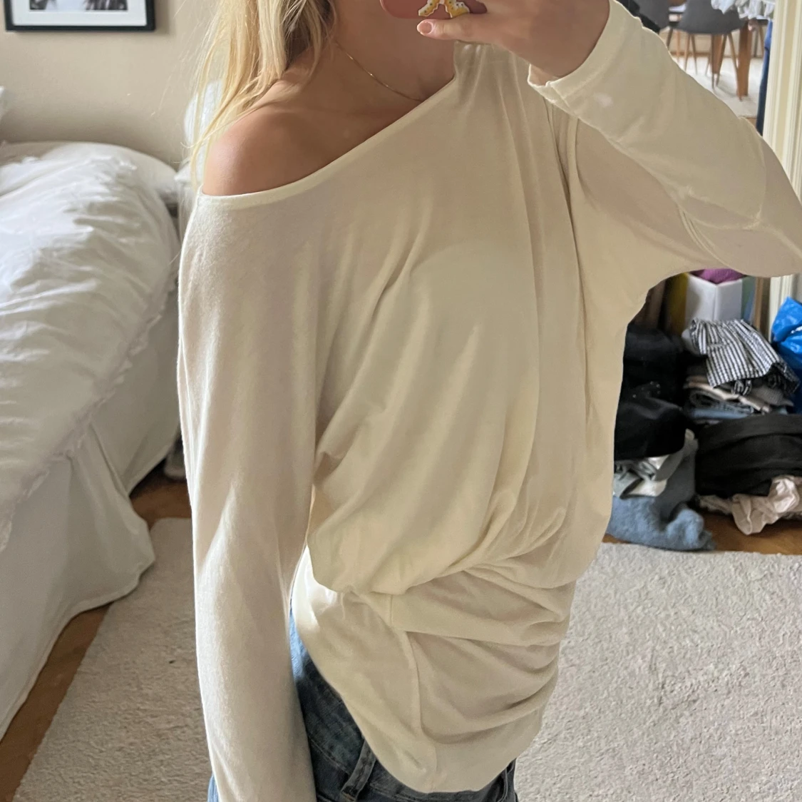 Vit offshoulder långärmad topp - 2