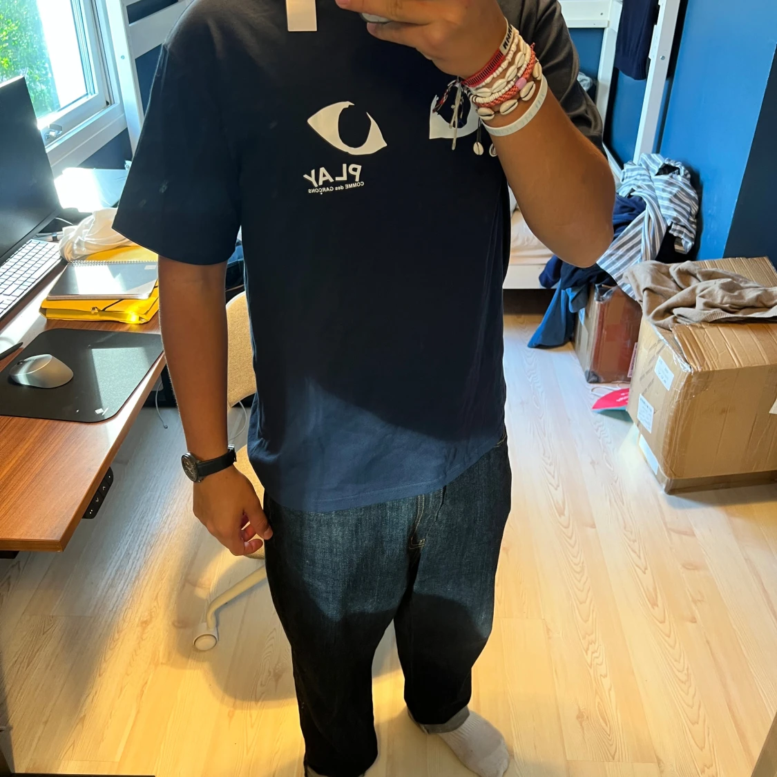 Blå Comme des Garçons Play t-shirt