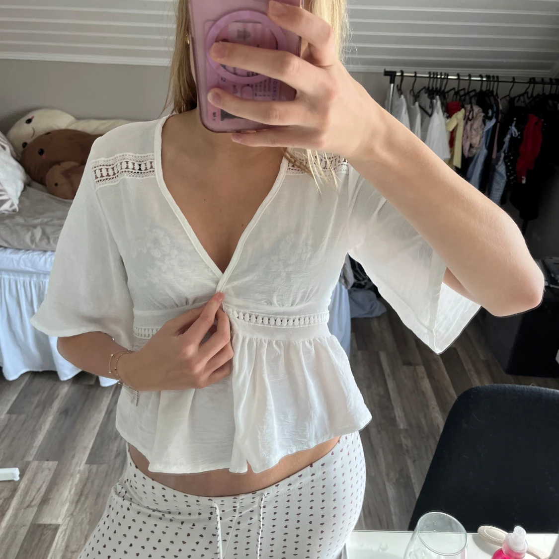 Vit blus v ringad  - 1