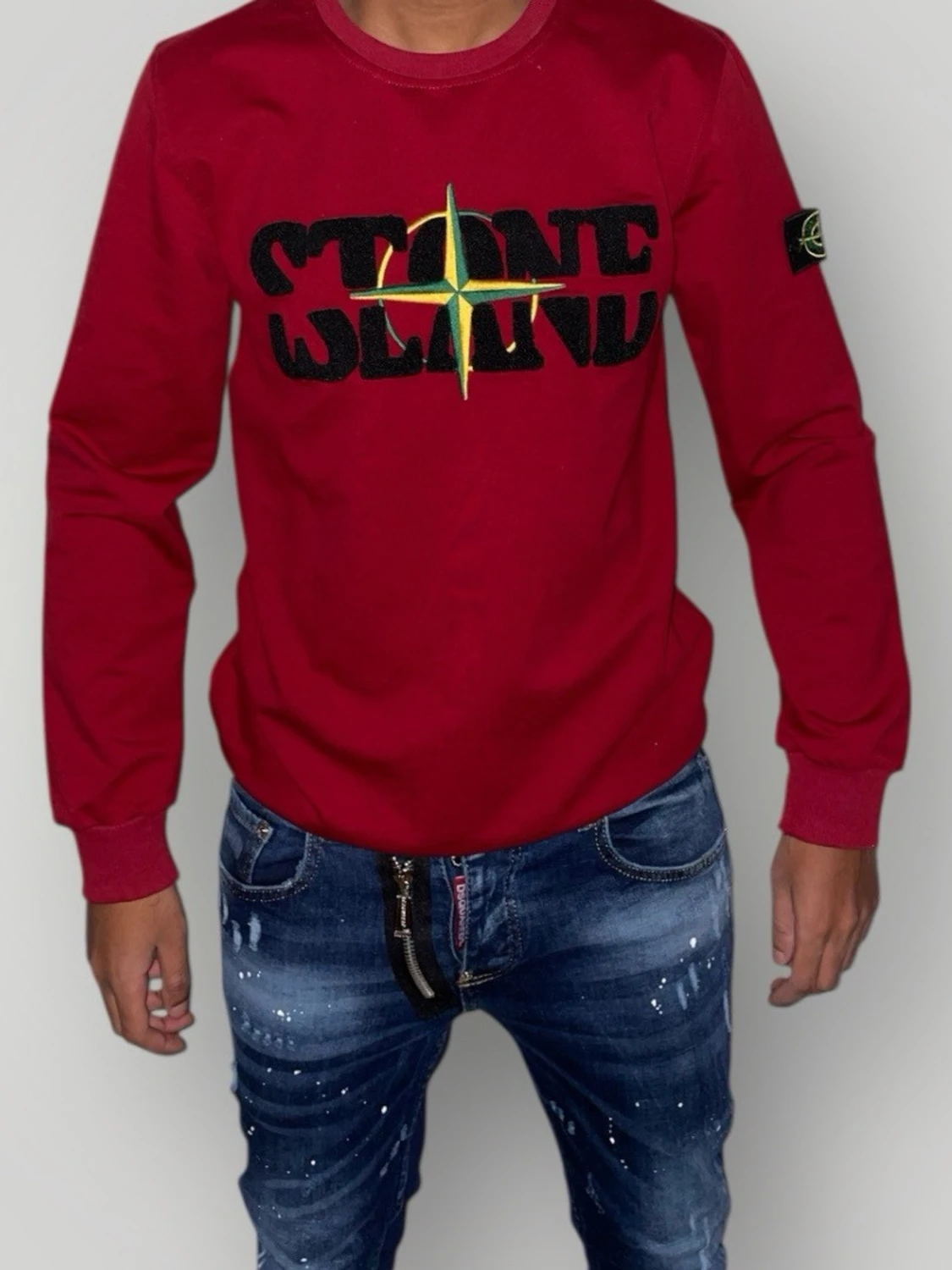 Stone Island tröja strl M röd 