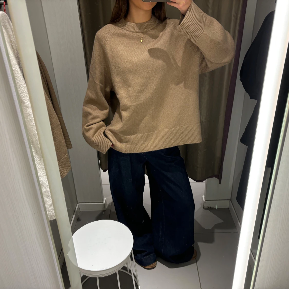 Beige stickad tröja HM