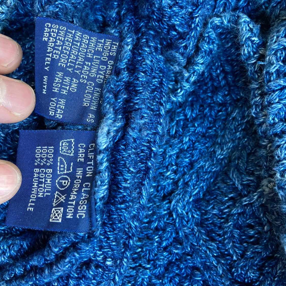 Blå kabelstickad polotröja Clifton Classic - 3