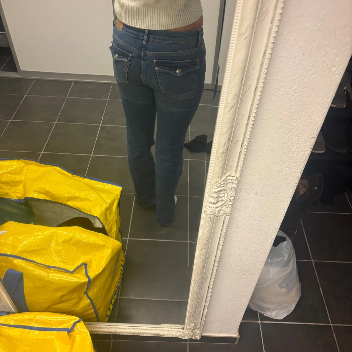 Blå bootcut jeans med låg midja - 1