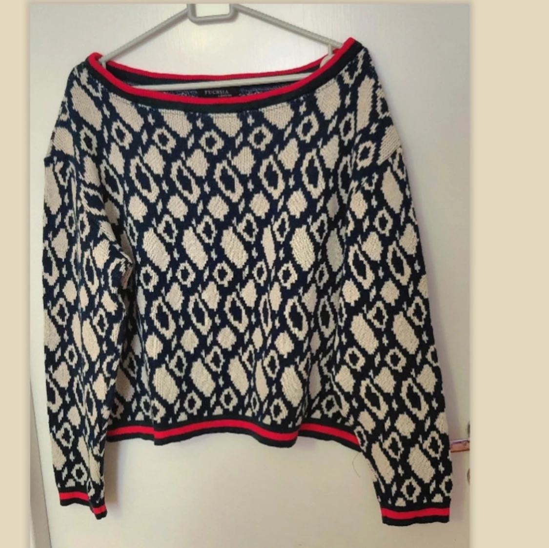 Mönstrad stickad tröja Fuchsia London, M