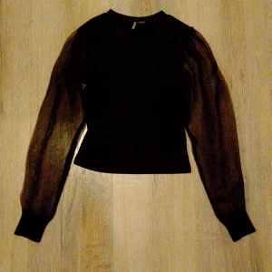 Svart topp med transparenta ärmar Divided - Säljer en svart topp från Divided i storlek XS. Toppen har långa, transparenta ärmar i mesh och en figurnära passform. Perfekt för dig som vill ha en stilren men ändå unik look med coola detaljer på ärmarna. Pris kan diskuteras <333