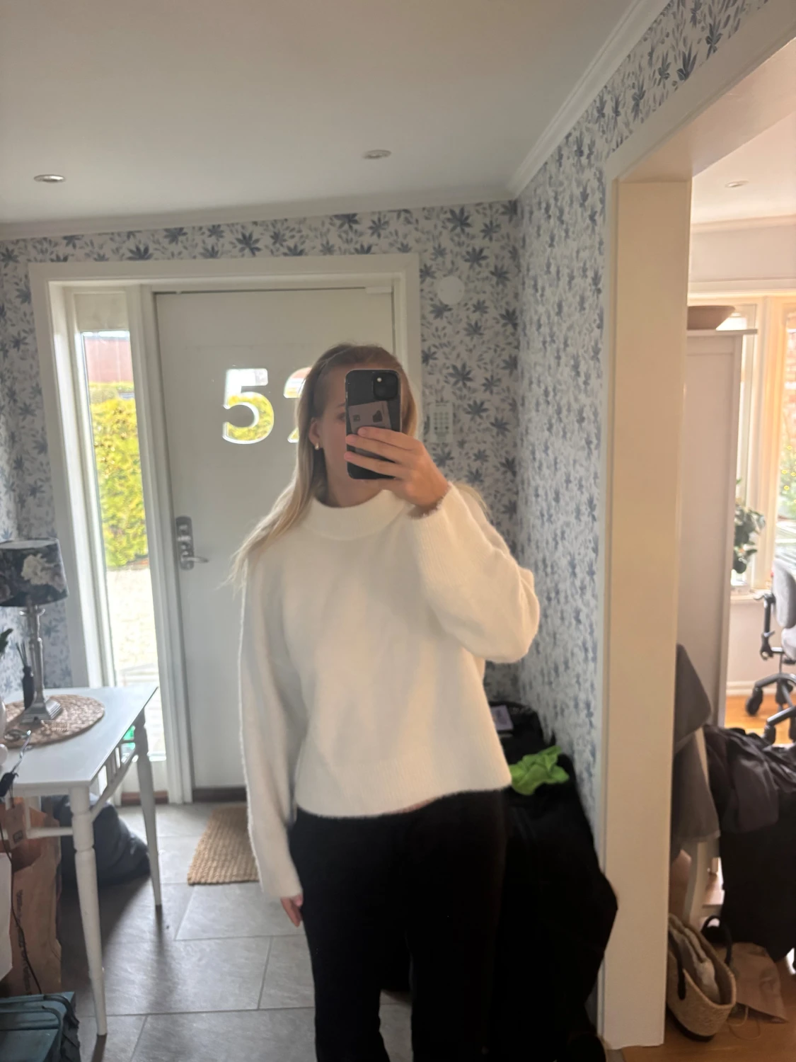 Vit stickad tröja från H&M