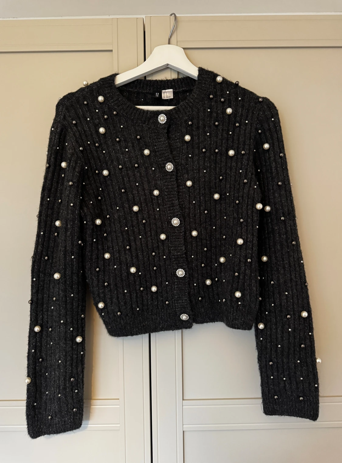 Stickad kofta pärlor H&M S - 1