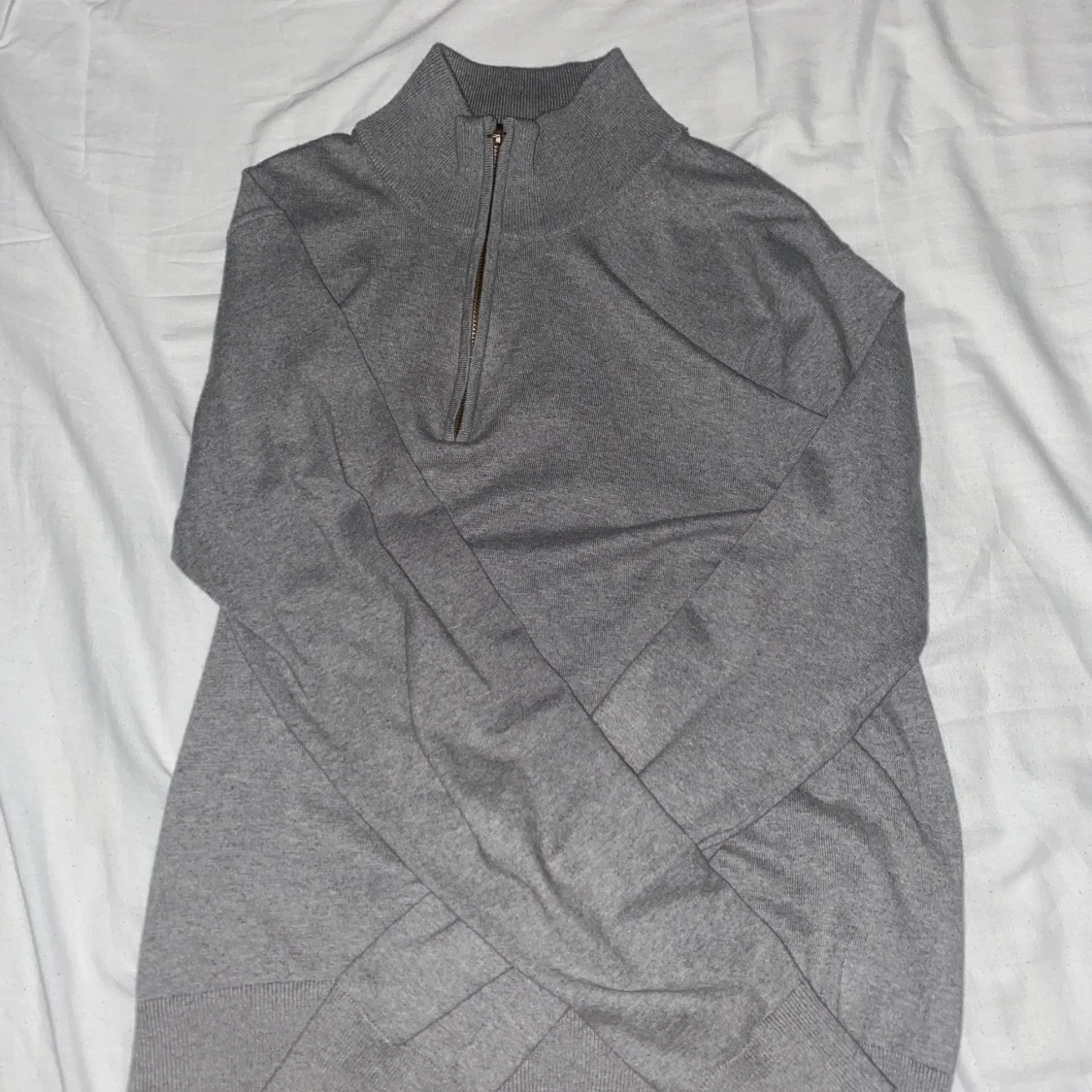 Grå stickad half zip tröja GRUNT XL