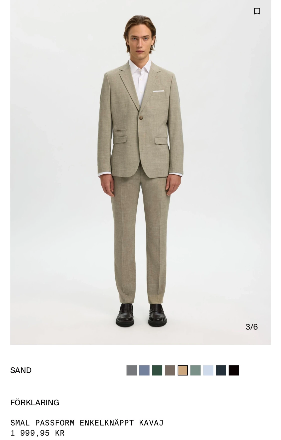 Beige smal kostym med kavaj