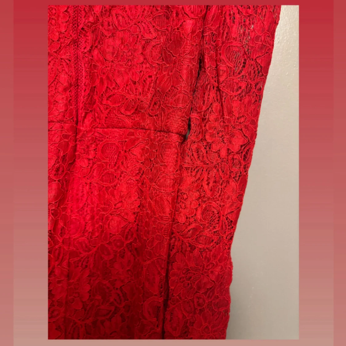 Röd spetsklänning med lång ärm - 2