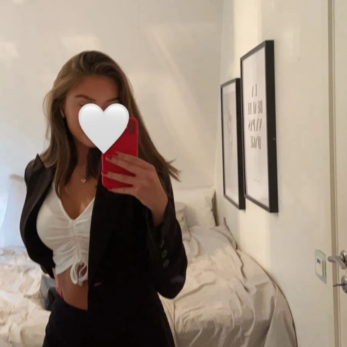 Vit croppad topp med snörning - 1