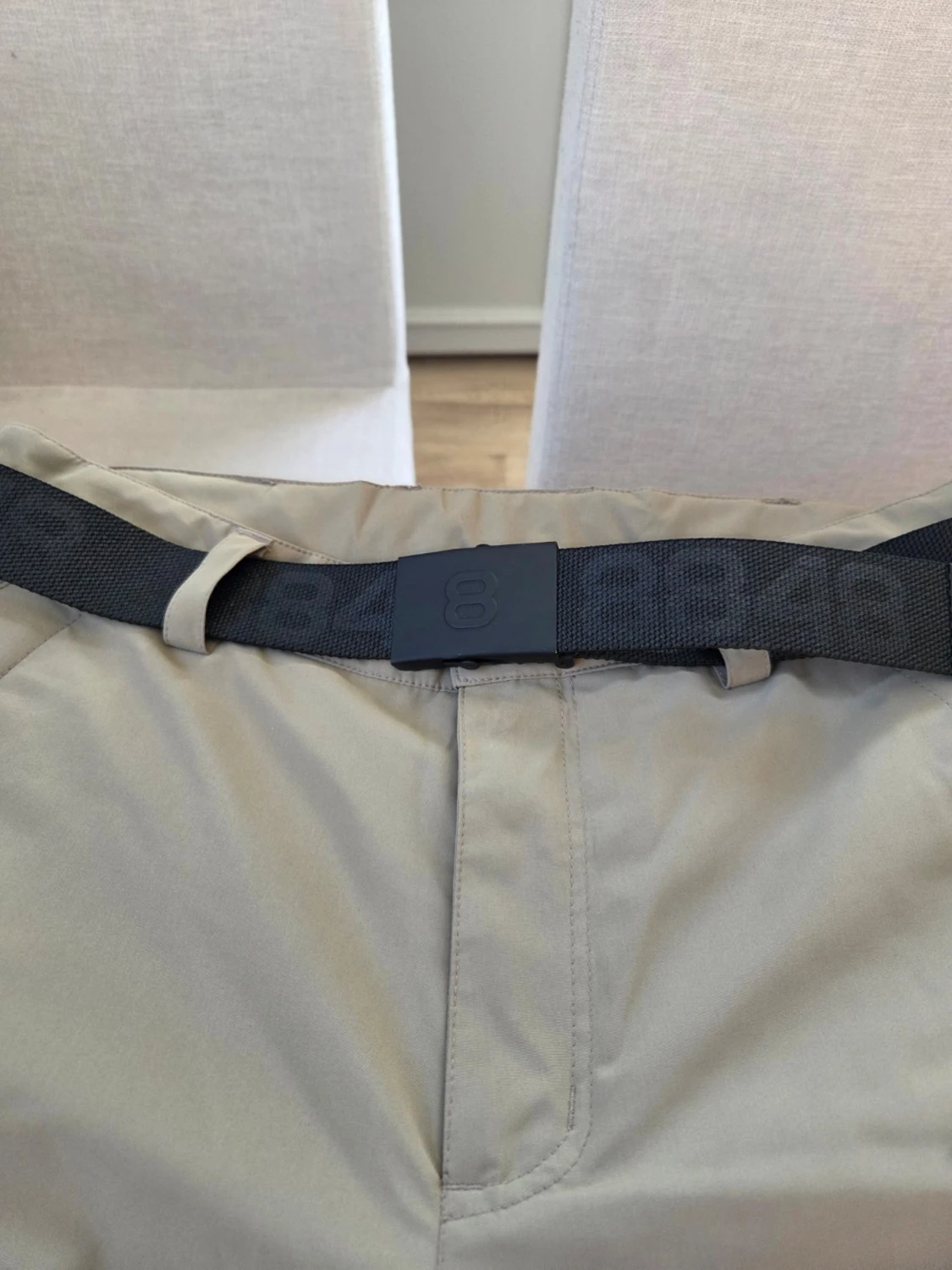 Beiga täckbyxor med svarta detaljer - 5