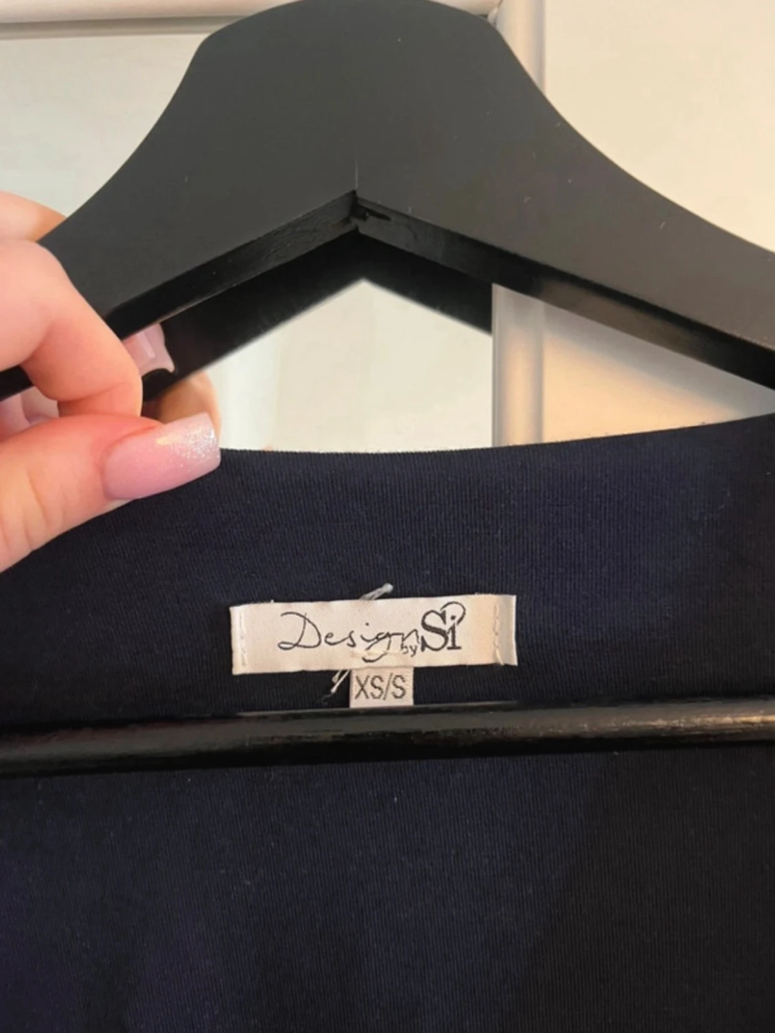 Mörkblå långärmad knytblus - 2