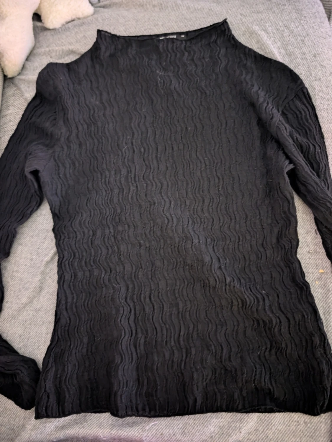 Svart ribbad långärmad topp stl xs