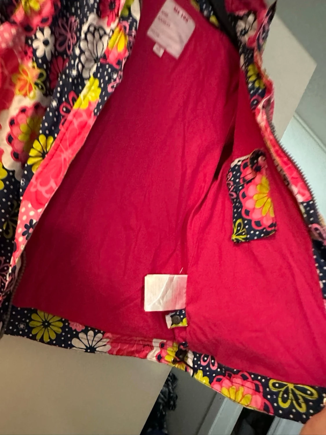 Blommig vårjacka  med rosa foder strl: 122 - 1