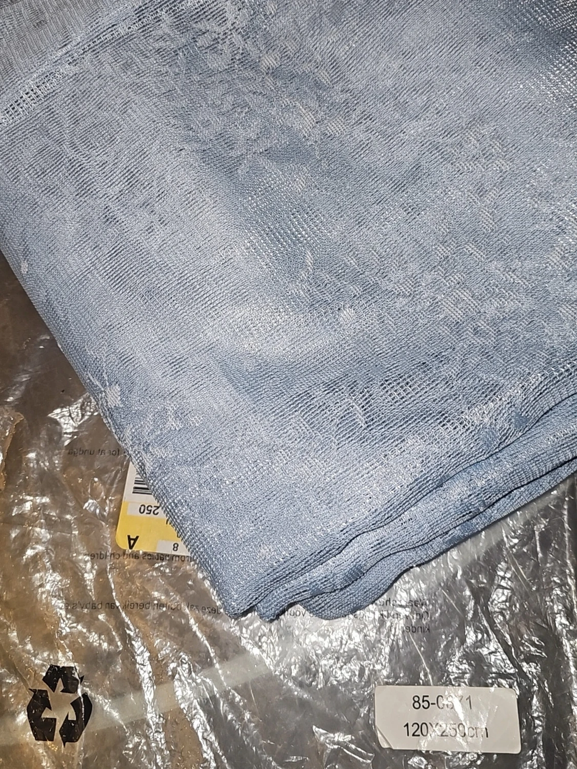 Ljusblå blommig spetsgardiner 120x250cm