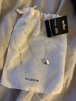 Silverhalsband med hjärthänge Pilgrim - Snyggt silverfärgat halsband från Pilgrim med ett stilrent hjärthänge. Kedjan är tunn och justerbar med små kulor i ändarna. Kommer med original tygpåse och etikett. Perfekt accessoar för att lyfta din outfit.