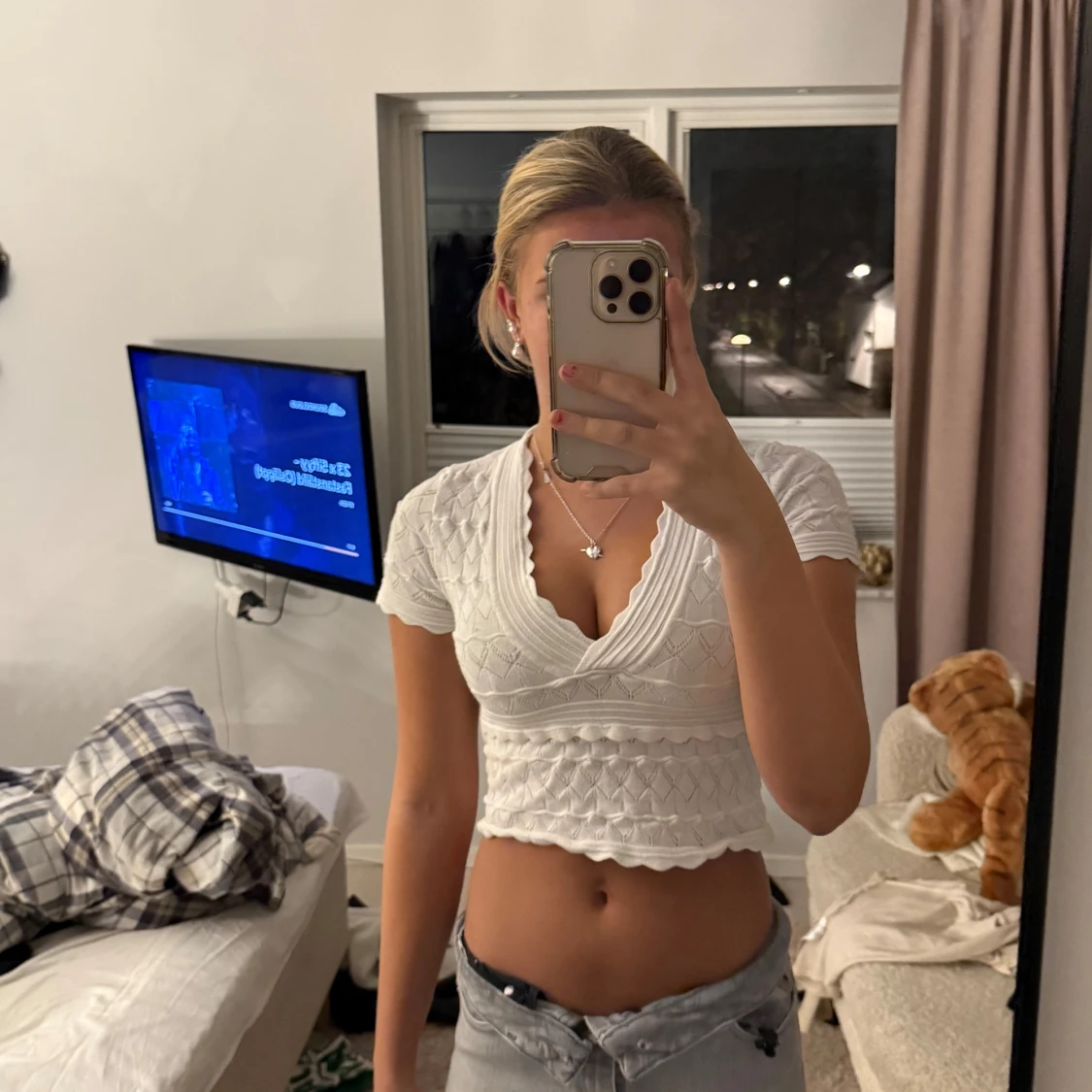 Vit croppad topp från Zara