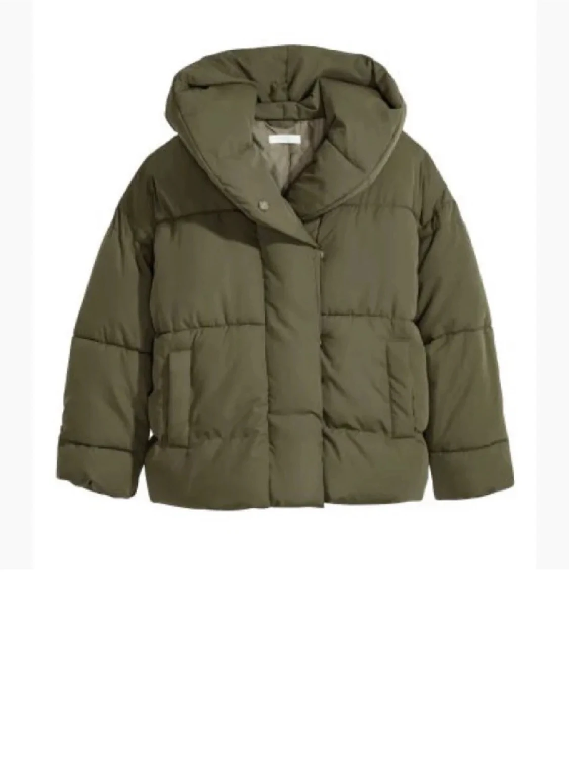 Olivgrön pufferjacka med huva