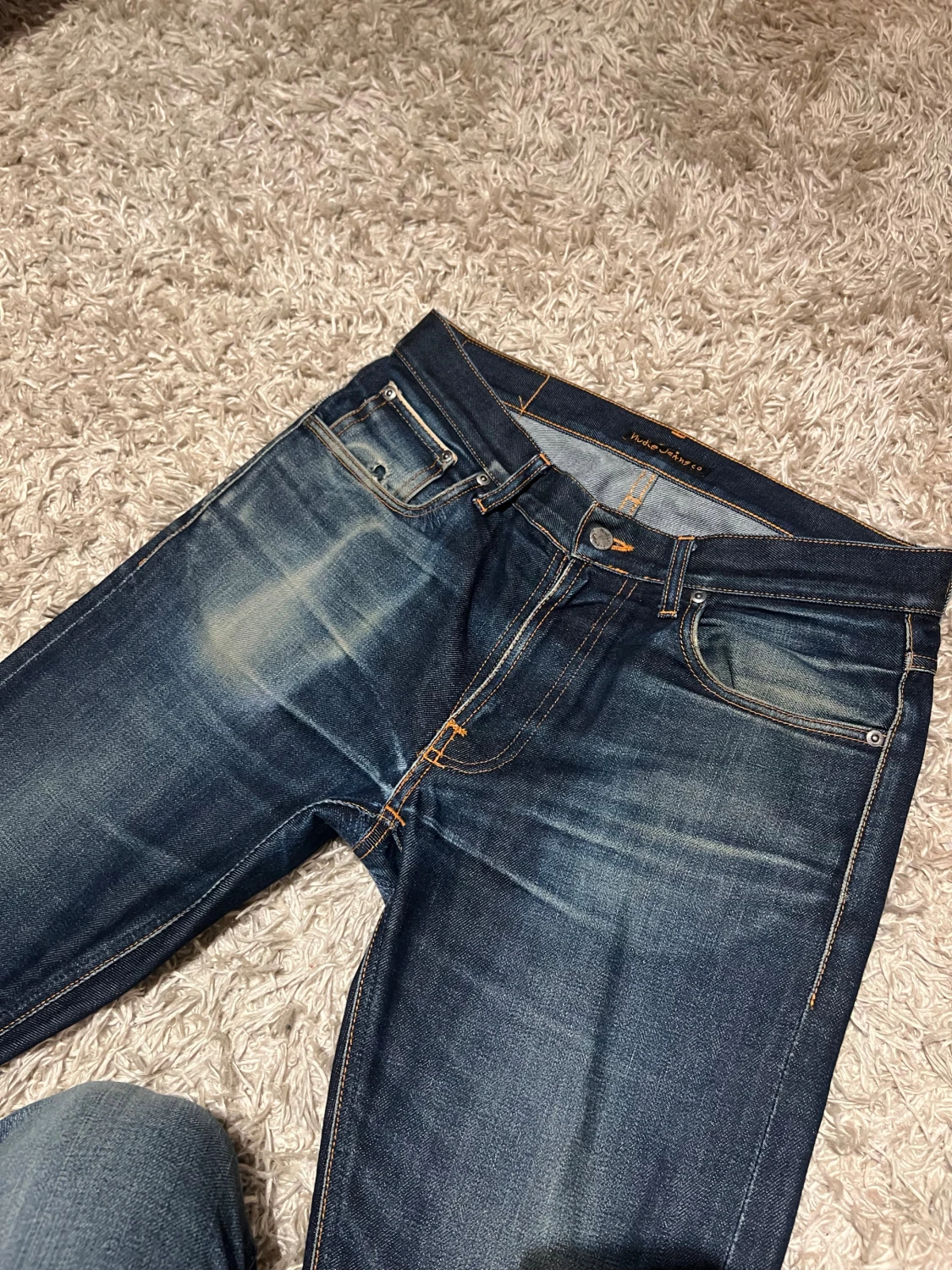 Dry japan selvage nudie jeans lean dean slim fit herr w31 blå  - 3