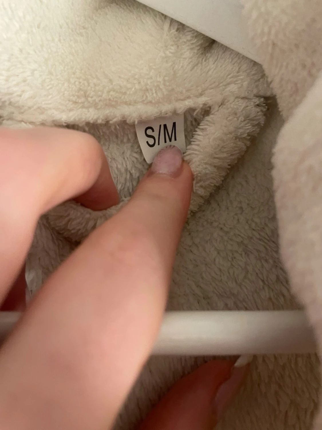 Krämvit fluffig morgonrock S/M - 1