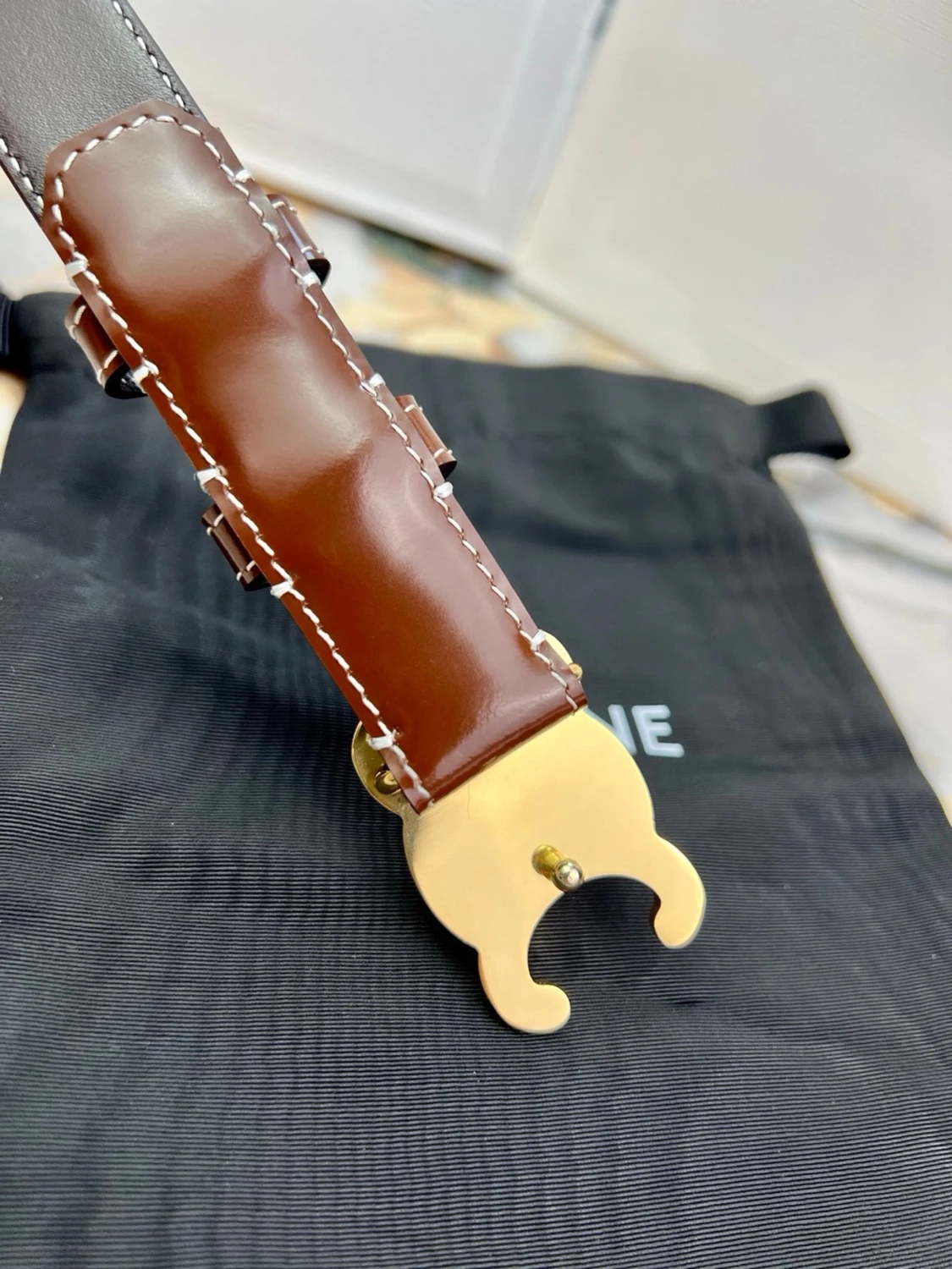 Brunt läderbälte från Celine - 1