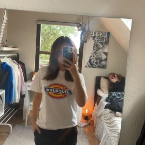 Vit Dickies t-shirt med logga - Vit t-shirt från Dickies i storlek small med stor färgglad logga på bröstet. Knappt använd