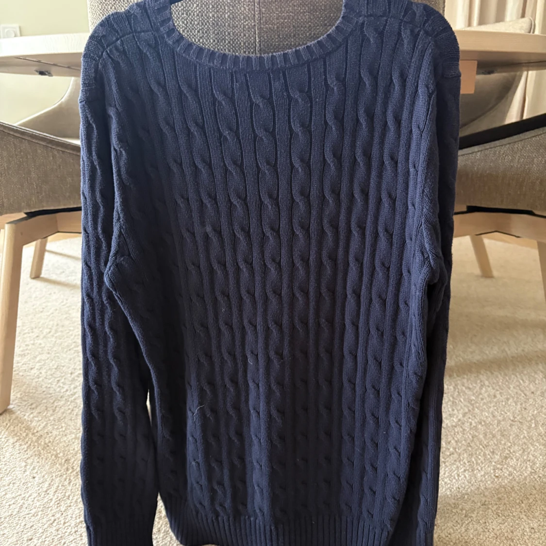 Mörkblå kabelstickad tröja Ralph Lauren - 1