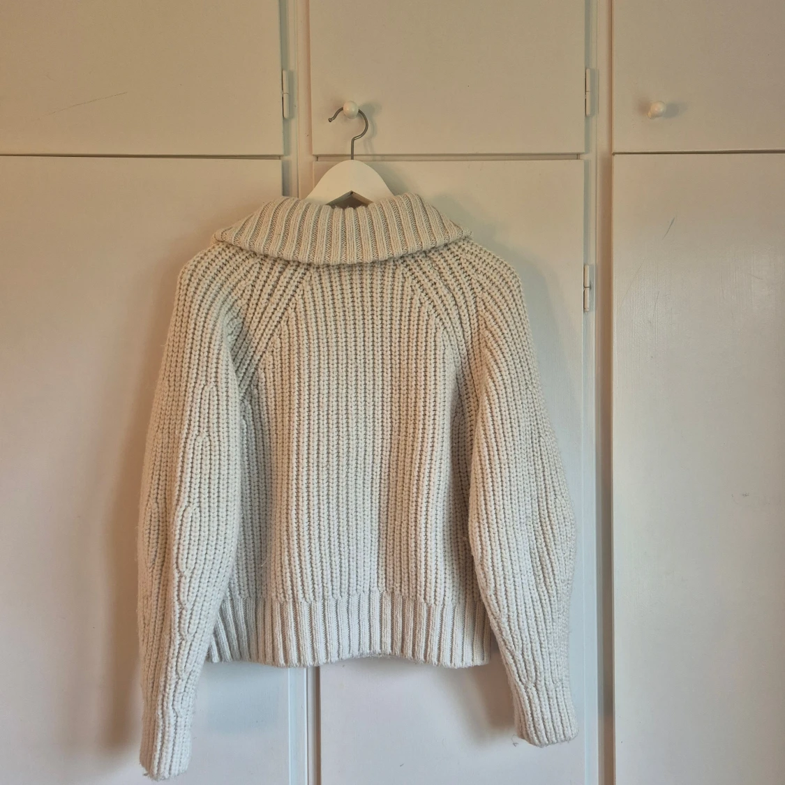 Vit stickad half zip tröja H&M - 2