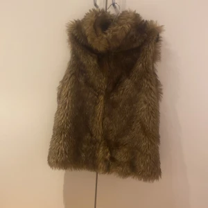 Brun pälsväst från Lindex - Mysig brun pälsväst från Lindex  i storlek 146/152. Västen har fluffig fuskpäls och är fodrad med ljus insida. Perfekt för att addera lite extra stil till din outfit.